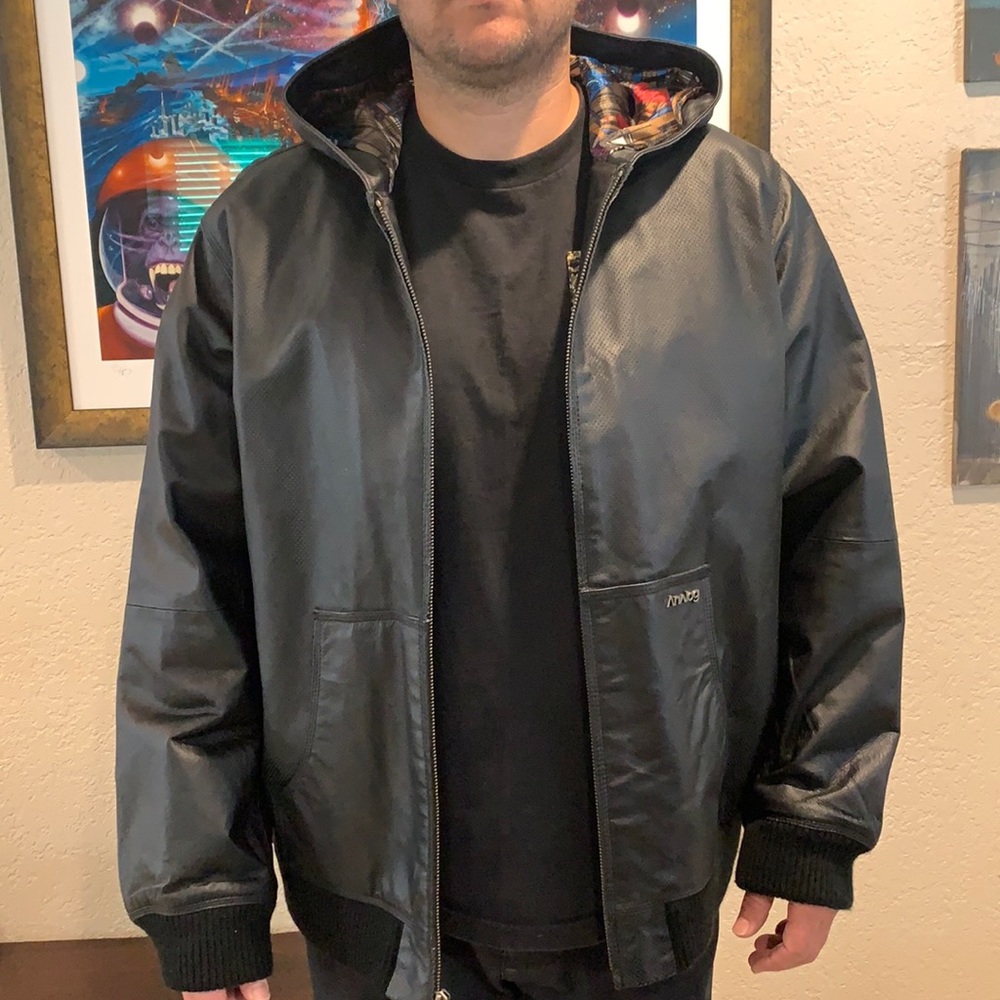 Analog men’s heavy leather jacket